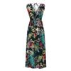 Women's Summer Casual Print Bandage Elastic Waist V-Neck Sleeveless Pullover Dress