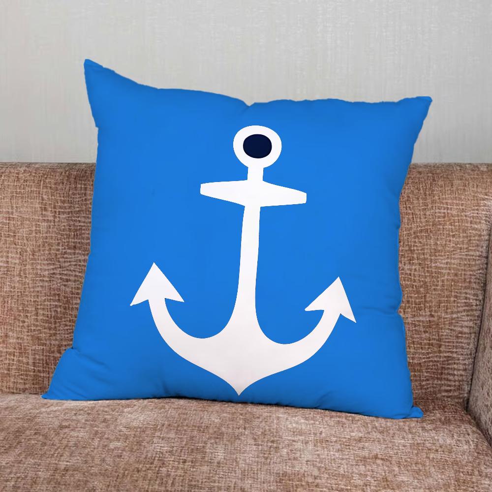 Anchor Compass Nautical Sailor Pillow Case For Home Bedroom Car Office Decoration Living Room Sofa Cushion Cover Suitable
