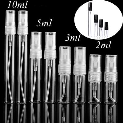 5 unids/pack 2ML 3ML 5ML 10ML Mini botella de vidrio de Perfume transparente botella de cosméticos vacía tubo de prueba de muestra viales de vidrio finos ámbar