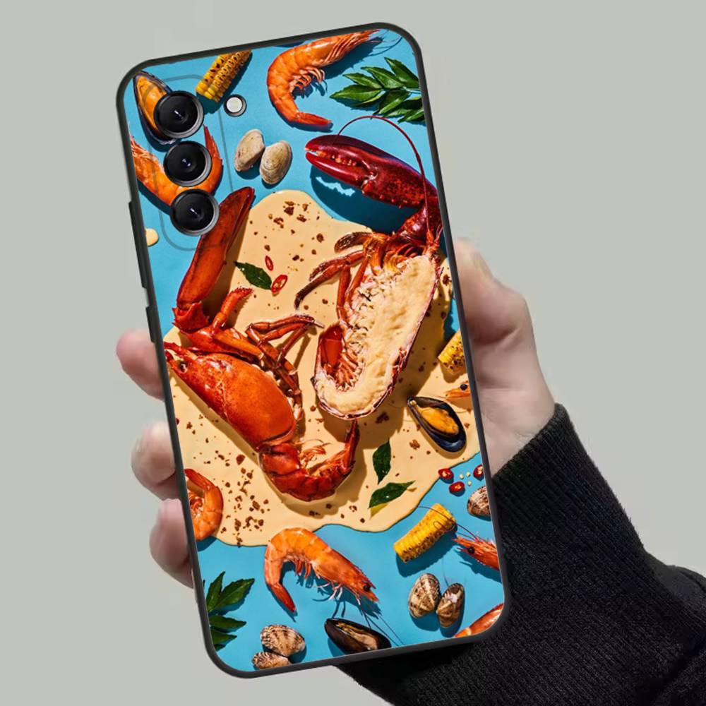 Animal Lobster Phone Case For Samsung Galaxy A13,A21s,A22,A31,A32,A52,A53,A71,A80,Soft Black Shell