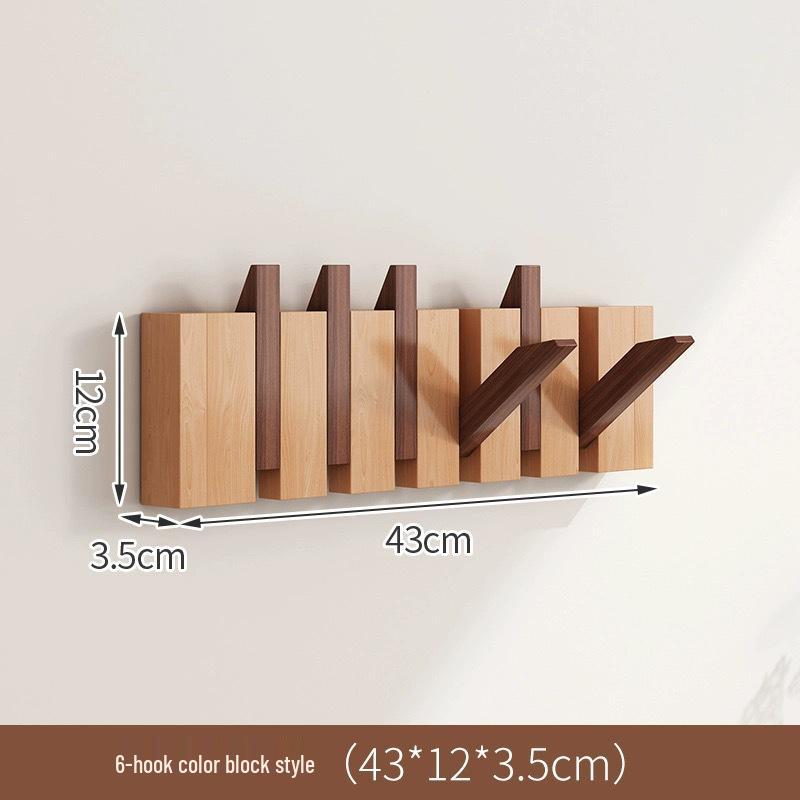 No-Drill Wall-Mounted Japanese Style Solid Wood Coat Hook for Hallway or Entrance Door
