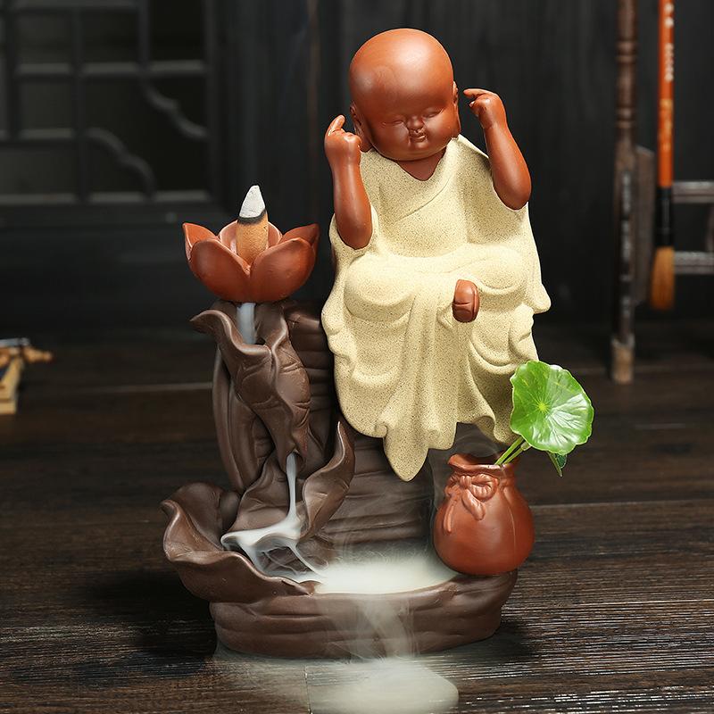 

Burner Creative Home Decor The Little Monk Small Buddha Censer Backflow Incense Burner Use In Home Teahouse білий