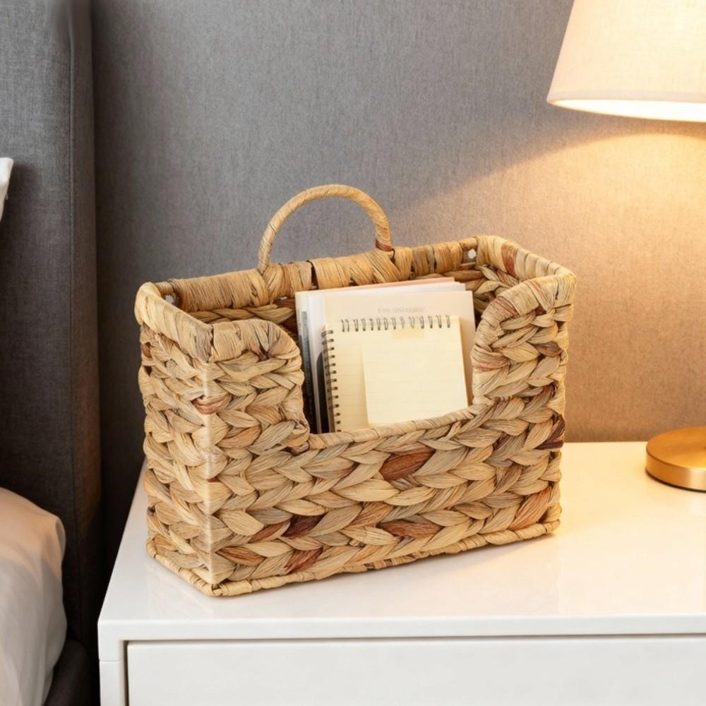 Woven Design Woven Hanging Magazine Holder Handmade Eco-Friendly Storage Basket Decorative Wall Mounted Magazine Rack Office Use