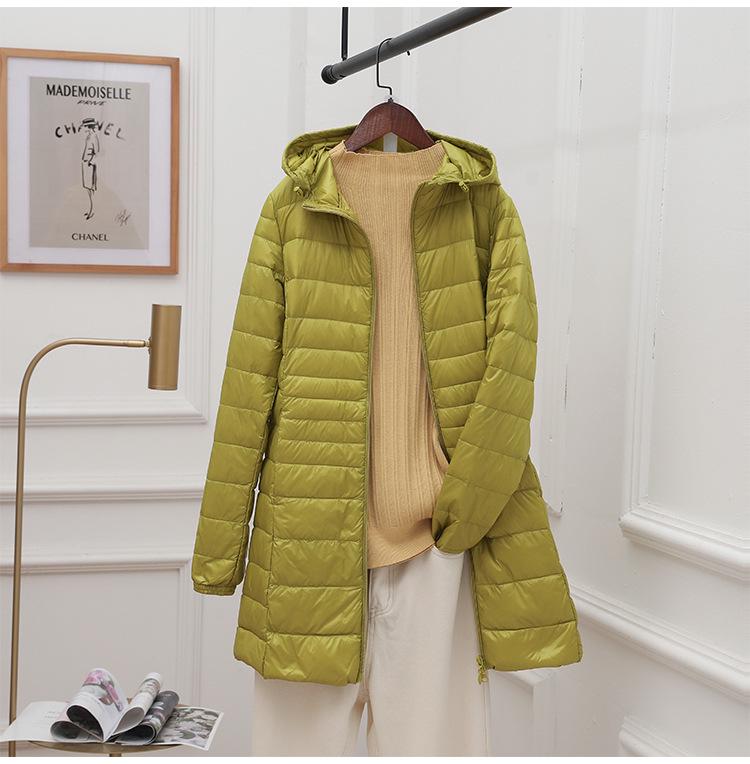 Women's Winter Hooded Down Jacket - Plus Size, Lightweight, Slim Fit, Mid-Length Coat