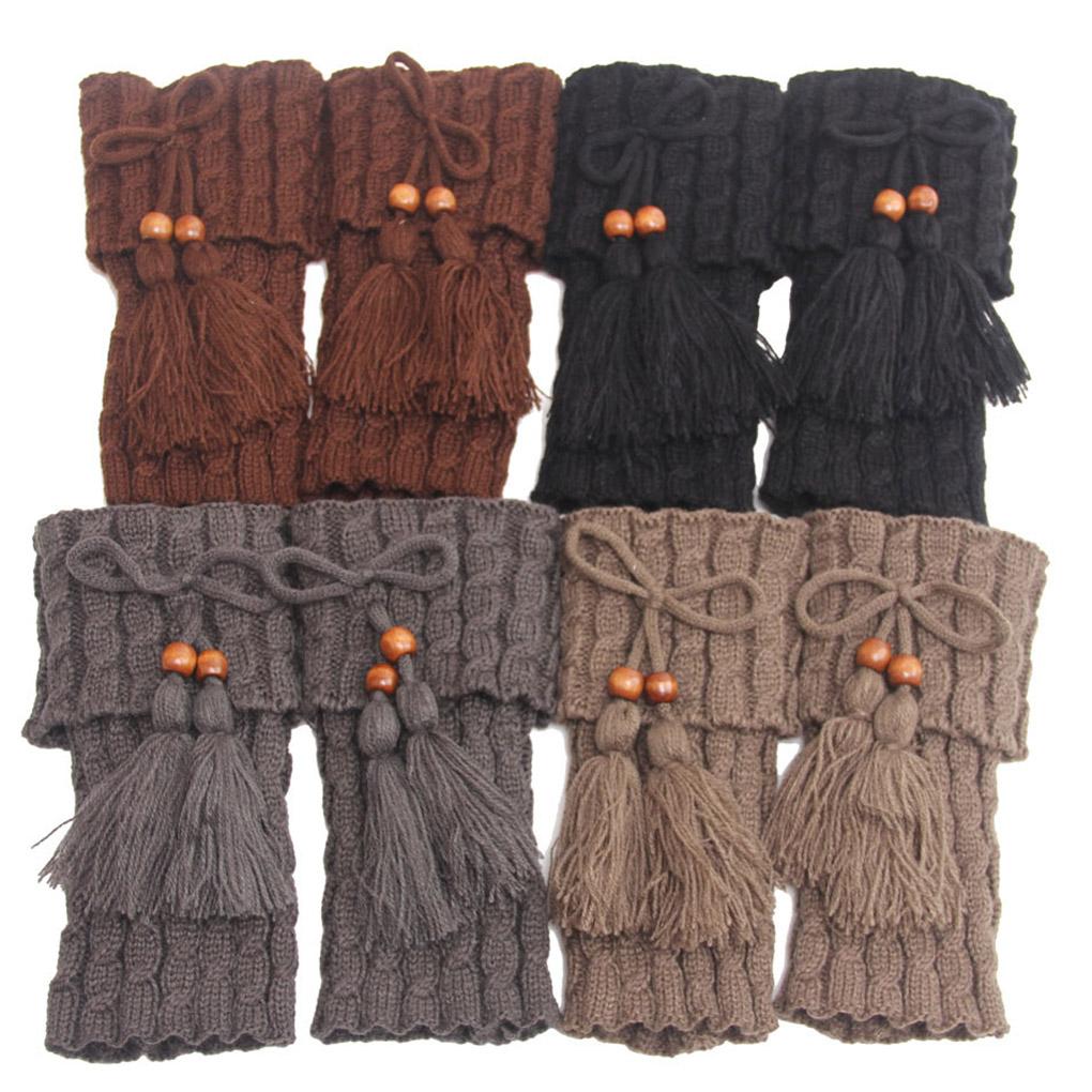 Women's Winter Warm Trim Leg Warmers Socks Crochet Knitted Boot Cuffs Toppers