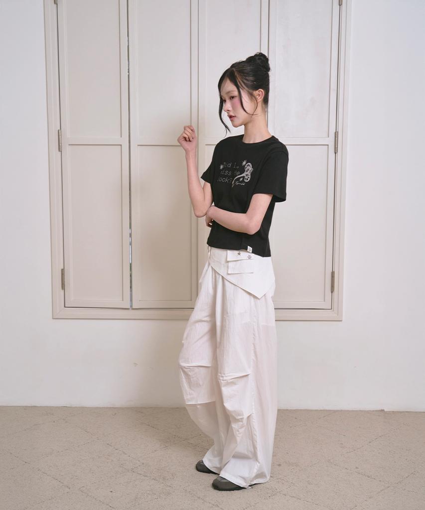 THE GREEN LAB Star Stud Belt Parachute Pants [White]