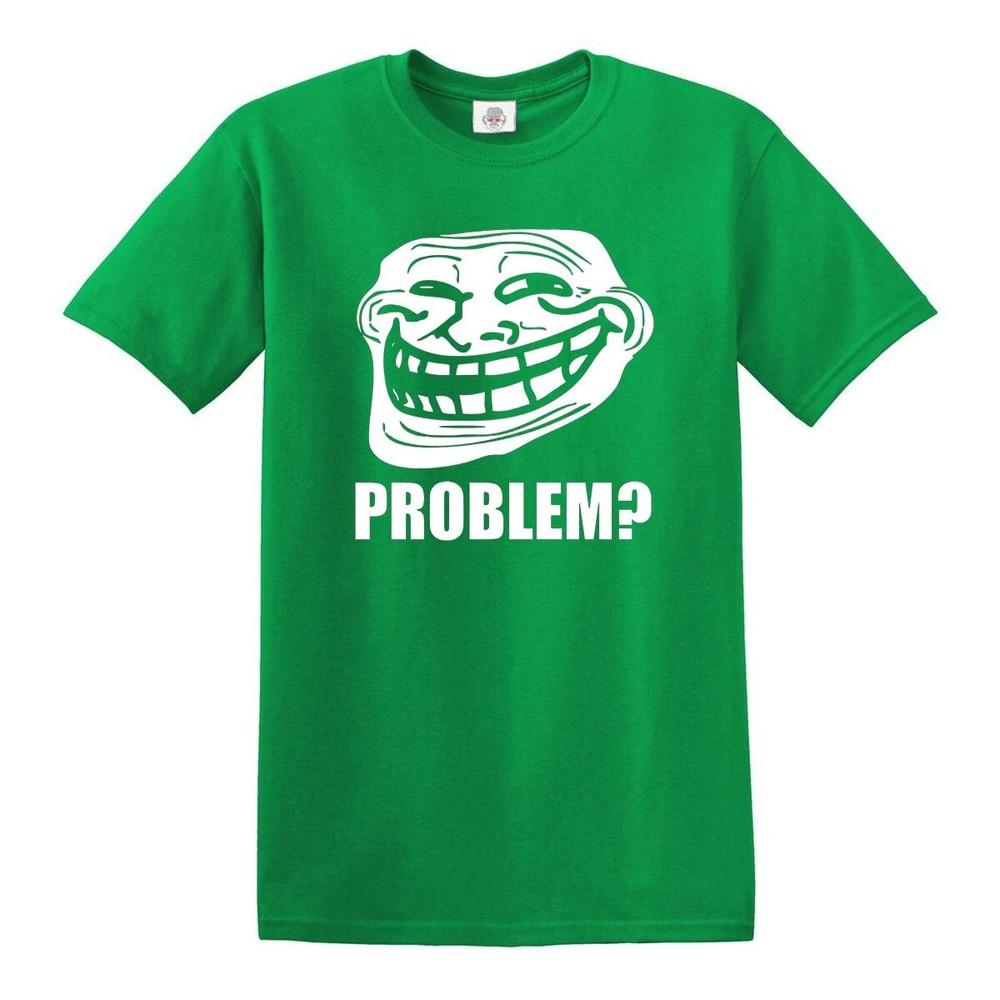 Troll face meme problem funny unisex gamer web geek novelty gift tee top 2XL