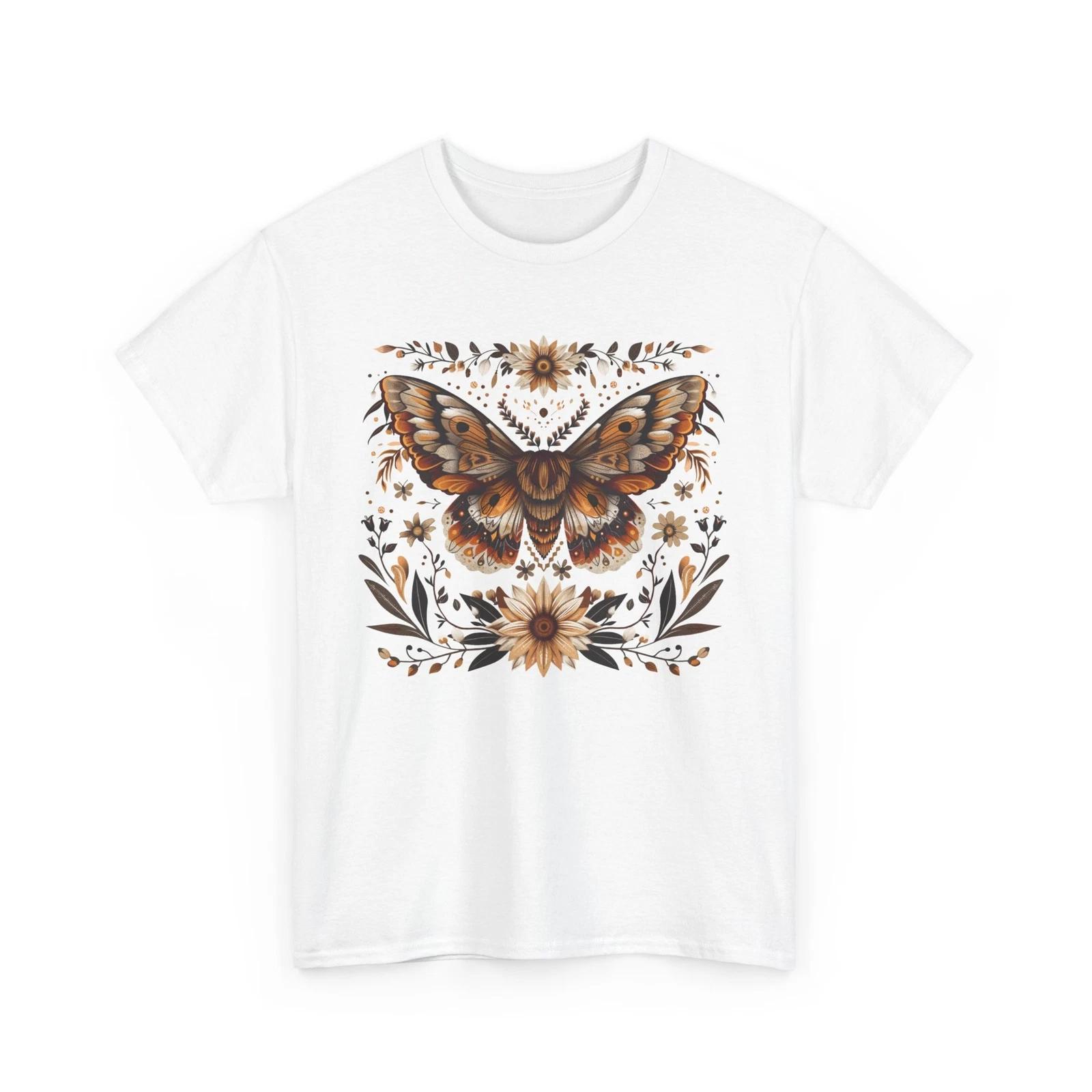 Retro Butterfly Print Shirt Women’s Trendy Oversized Aesthetic Boho Graphic Tee M