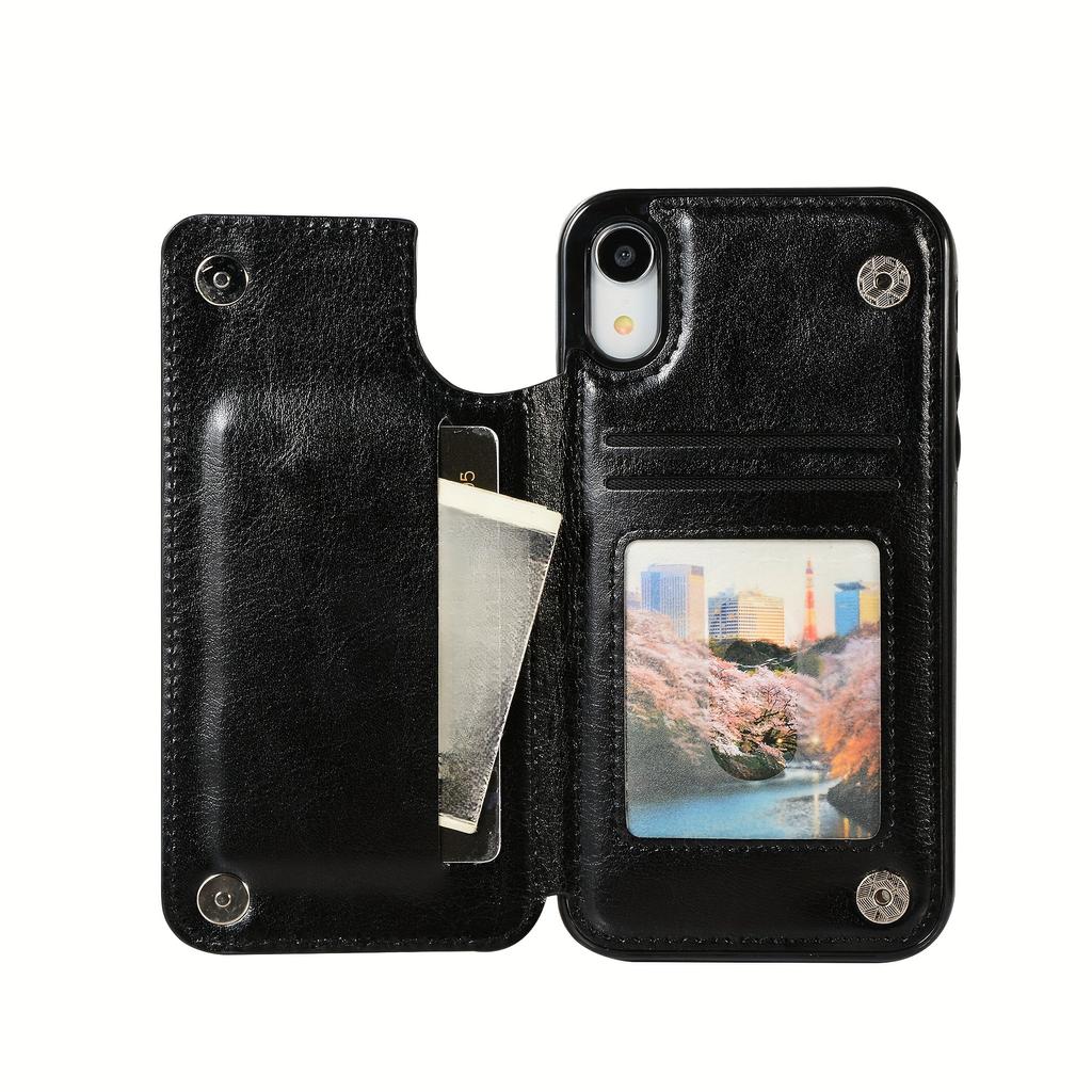 Handytasche, Brieftaschen-Handyhülle mit Kartenhalter, PU-Lederhülle mit Ständer und Kartenfächern, doppeltem Magnetverschluss und langlebiger, stoßfester Hülle für das iPhone