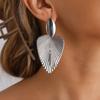 Boucles d'oreilles pendantes exagérées couleur argent texture métallique feuille pour femmes Hip-hop Punk Fête Bijoux Cadeaux