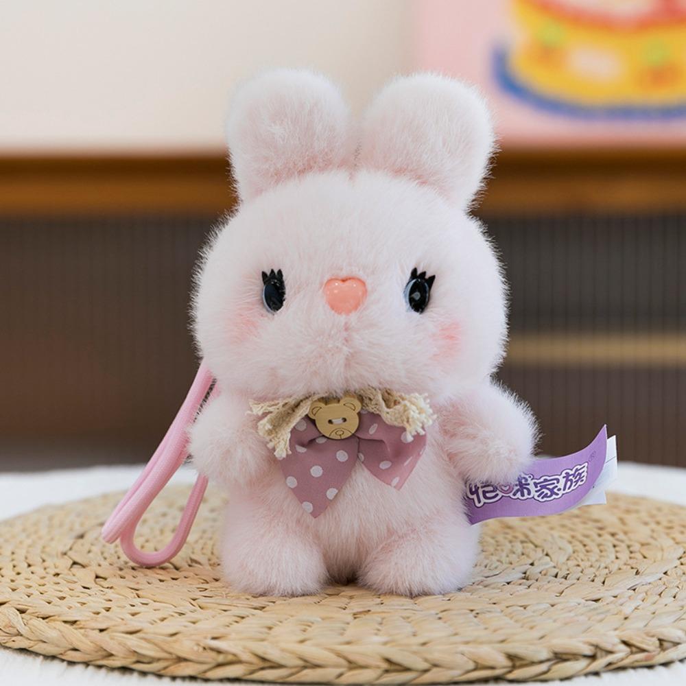 Little Bear Cat Plush Toy Keychain Rabbit Dog Plush Doll Keychain Animal Doll Pendant  Kids Gifts