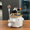 Cute Ghost Mug with Lid for Boys Ceramic Water Cup for Girls Practical Creative Cup for Teachers' Day Birthday Gift