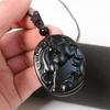 Twelve Zodiac Obsidian Guardian Pendant Necklace - Zodiac Crystal Mahjong Design
