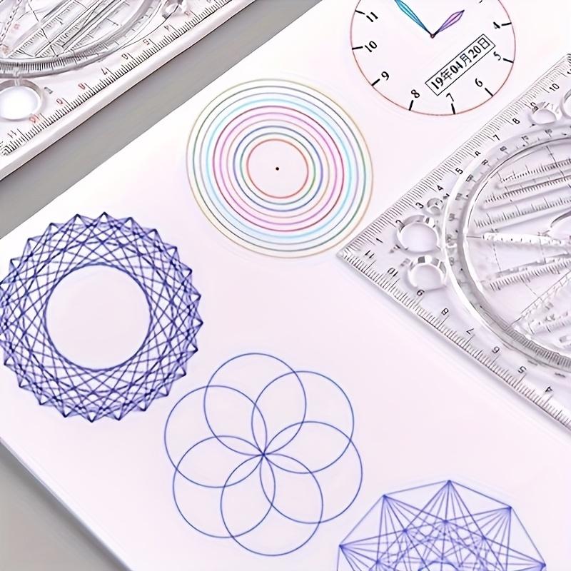 2pcs Multi-Functional Rotating Drawing Template, Geometric Measurement Tool, Ruler