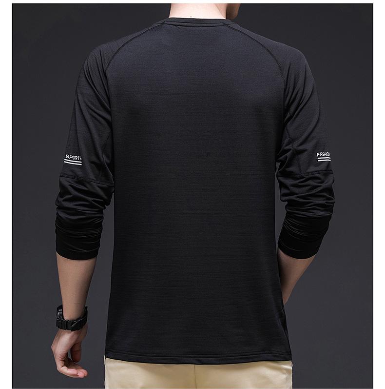 Men's Long-Sleeve Ice Silk Stretch Sports T-Shirt for Spring/Summer Fitness and Casual Wear
