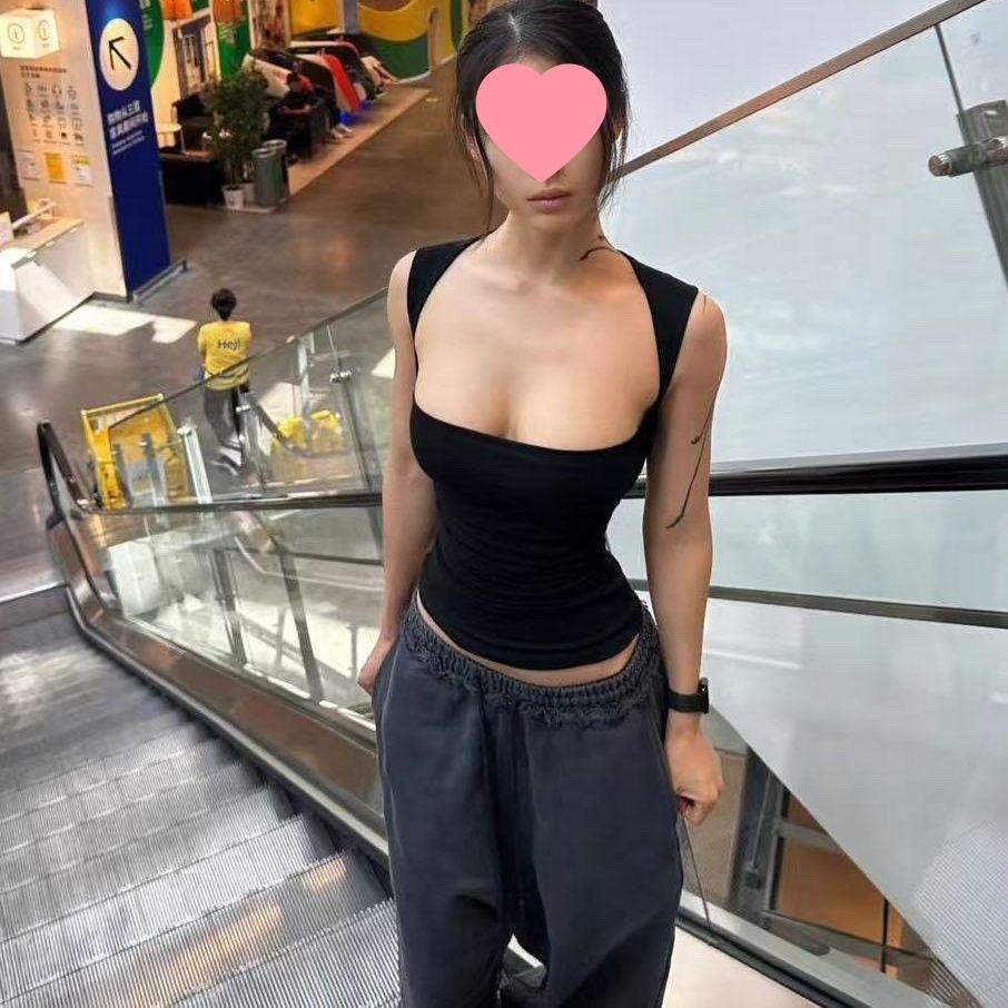 

Retro Square Neck Slim Fit Commuting Tank Top with Pleated Waist XL 60-68kg