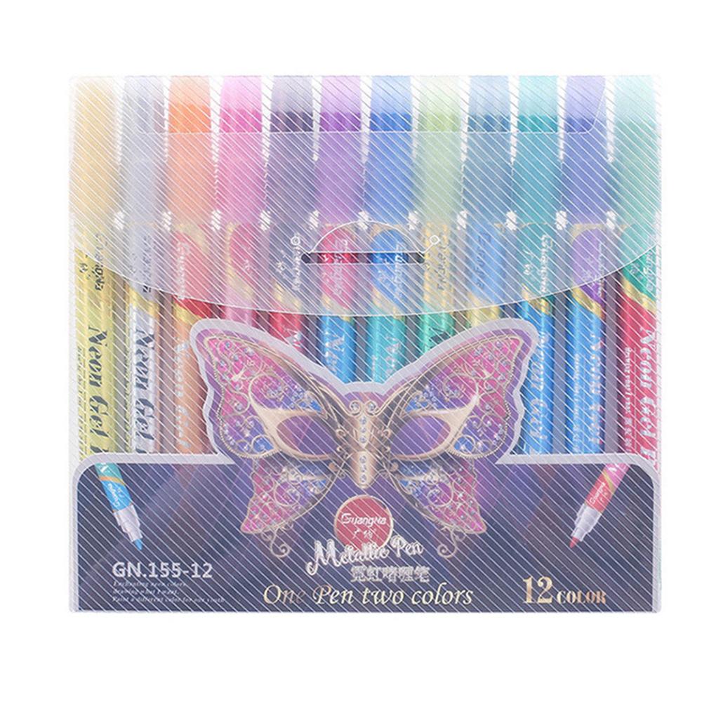 

Glitter Markers 12 18 Colors Metallic Art Painting Calligraphy Lettering Writing for Card Making Photo Album Kit