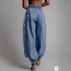 High Waisted Front Zipper Baggy Harem Jeans Vintage Streetwear Washed Blue Loose Tapered Buttoned Ankle Casual Denim Trousers
