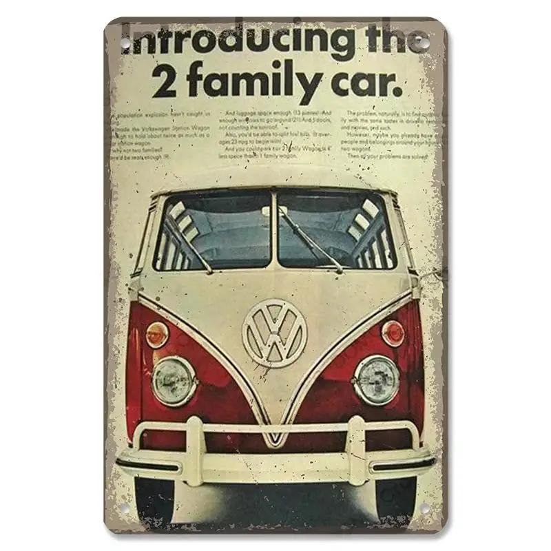 Vintage Dad's Car Bus Poster Retro Metal Plaque Signs Grand Prix Automobile Metal Tin Plate Garage Bar Pub Club Home Wall Decor