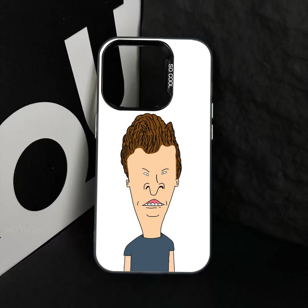 Beavis & B-Head Phone Case For iPhone 17,16,15,14,13,12,11 Plus,Pro Max,XS,Colored Silver Plated Inside Cover