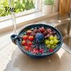 Delicate Food Drainer Self Spinning Ceramic Berry Washing Bowl, Octopus Shape 360 Degree Vortex Herb Container Cleaning Colander, Integrated