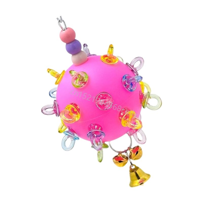 Safe Bird Chew Toy Hanging Teething Ball With Bells For Parrots Boredom Reduce 6XDE