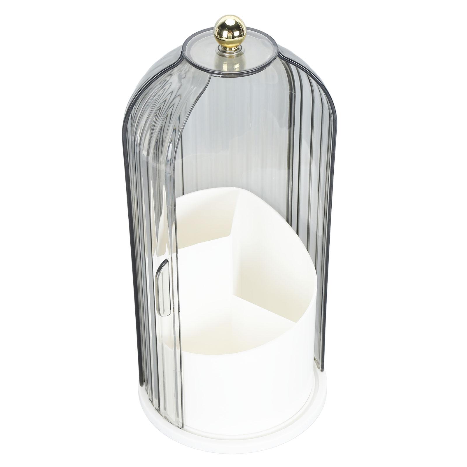 Makeup Brush Holder with Lid Clear Dustproof 360 Degree Rotating Makeup Brush Holder   for Vanity Desktop Bathroom Countertop