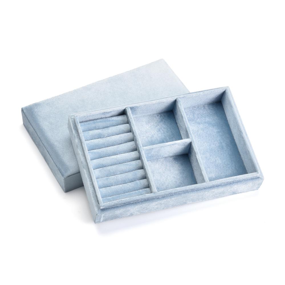 New Rectangle Luxury Velvet Jewelry Box Multi Compartments Rings Earrings Necklace Jewelry Storage Box Display Case Custom Logo