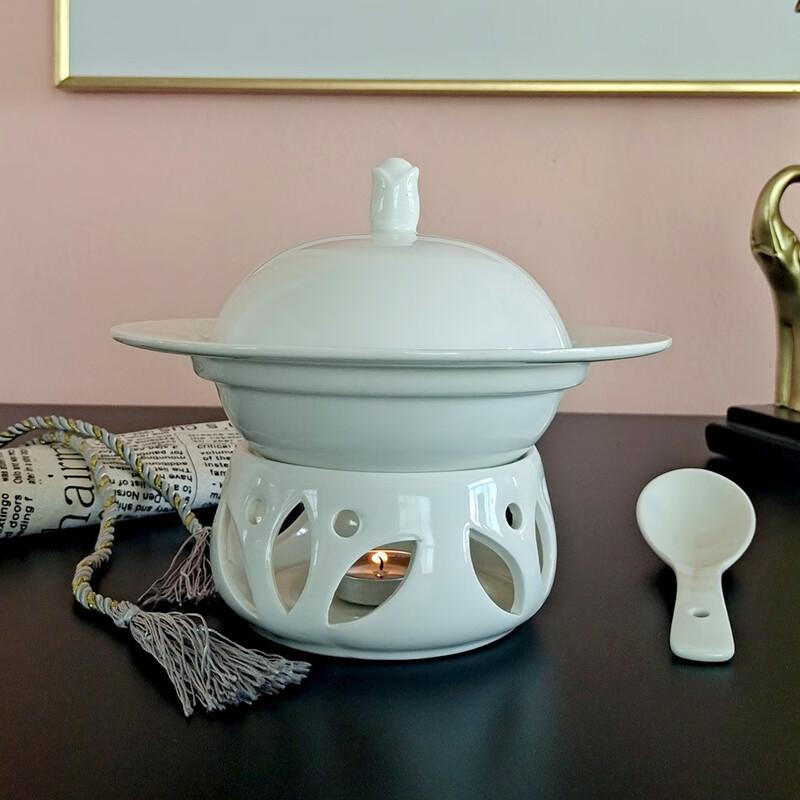 LIU Ceramic Insulated Oven Bowl Set with Spoon 7 inch 200ML