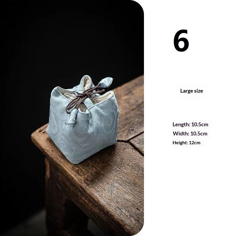 Tea Set Storage Bag Chinese Style Thickened Multi-Functional Teapot Cloth Pouch Protective Portable for Holiday Trips