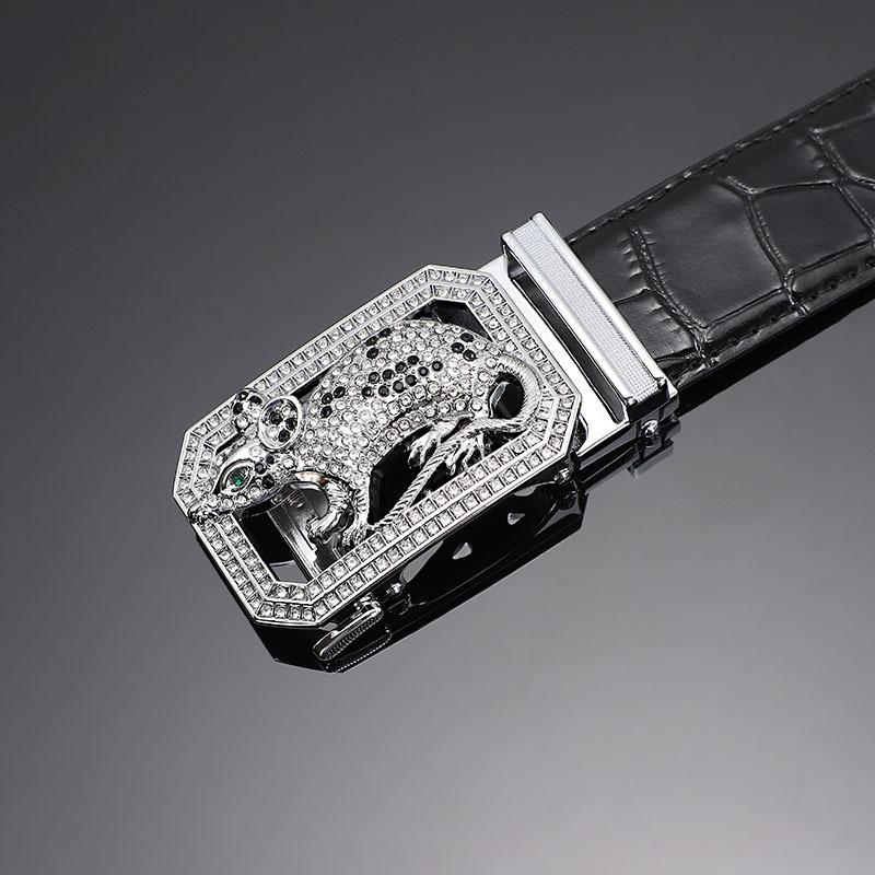 Cinto masculino de couro fivela automática primeira camada couro de vaca doze zodíaco botão cabeça crocodilo padrão cinto masculino