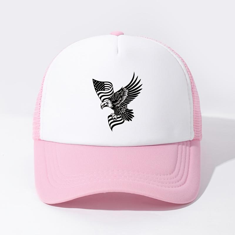 American Eagle Flag Trucker Hat Patriotic Mesh Baseball Cap Outdoor Adjustable Vintage Style