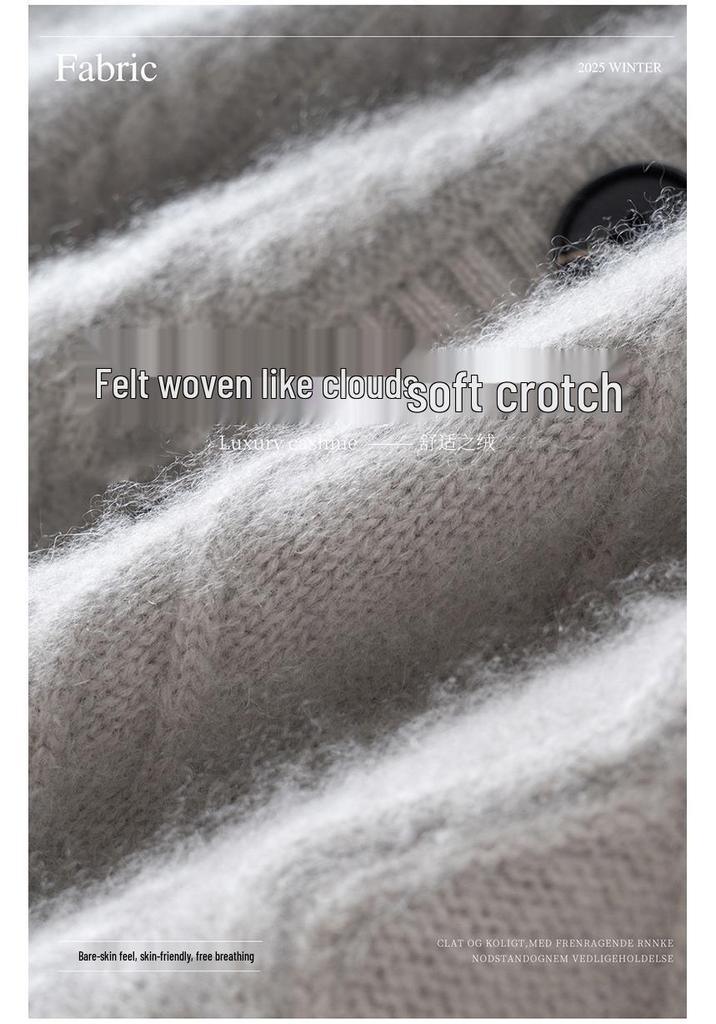 Cashmere High Neck Loose Knit Cardigan with Pockets - Women's Autumn/Winter Fashion Outerwear