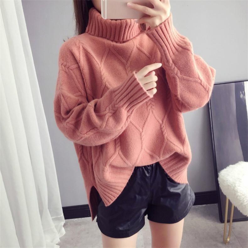 Thicken Warm High Collar Sweater for Women Pullovers Casual Loose Bottoming Tops Knitwears Clothes