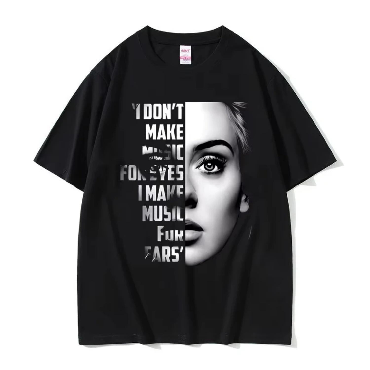 

Best Famous Singer Adele Face Graphic Print T-shirt Men Clothing Fashion Pop Music T-shirts Men s Oversized T Shirts Fans Gift S чёрный
