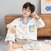 Children's Pajama Set: Boys' and Girls' Spring/Autumn Cardigan Style with Lapel and Long Sleeves