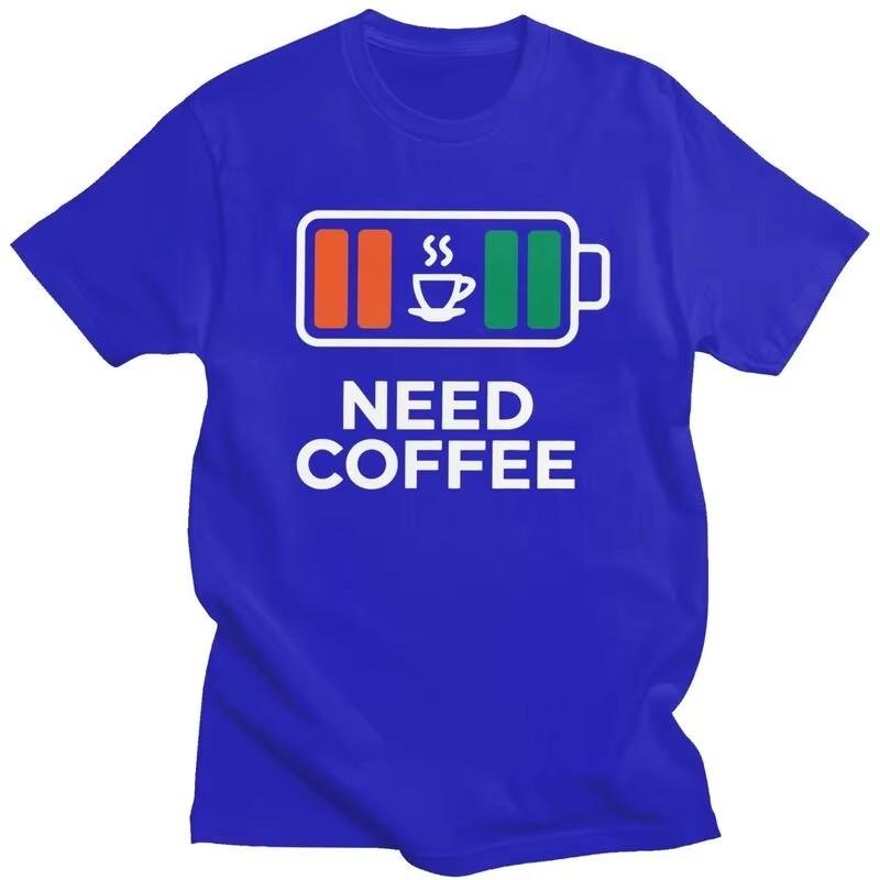 I Need Coffee Graphic Tee for Unisex 100% Cotton Short Sleeve Loose Fit T-Shirt