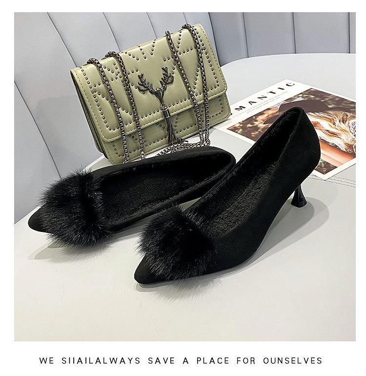 Women's Fashionable Furry Stiletto Heels - Comfortable, Versatile, Pointed-Toe High Heels for Autumn/Winter.