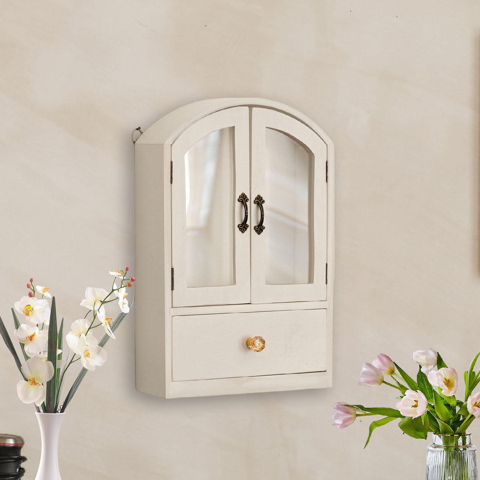 

Настольный шкаф для хранения, Органайзер для косметики, Экономия места, Деревянная полка для ухода за кожей с выдвижным ящиком белый