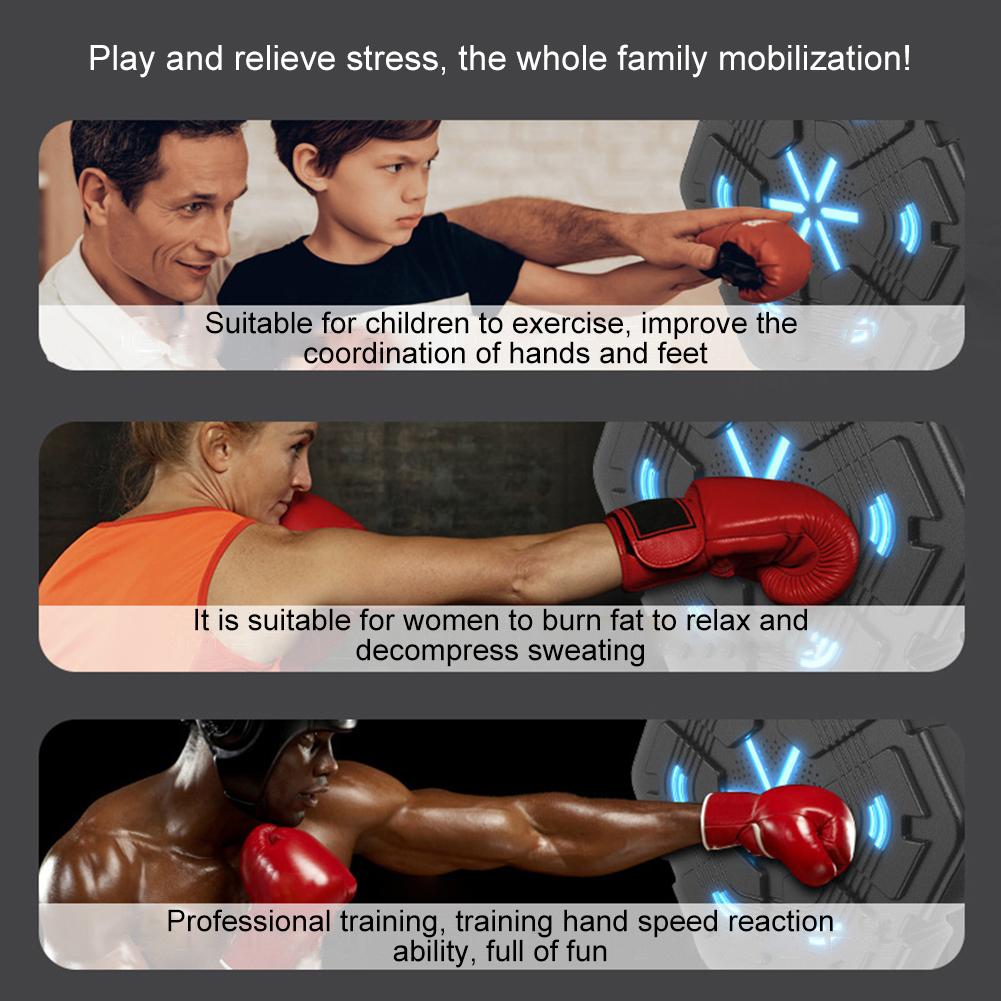 Smart Music Boxing Machine Wall Target LED Lighted Sandbag for Children Adults Home Exercise Relaxing Reaction Training Target