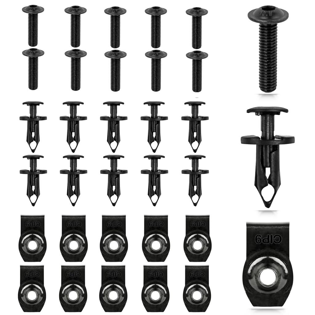 Xislet Set Of 30Pcs Body Panel Torx Screw 7519650, U-Type Flat Nut 7547674, Plastic Fastener Rivets 7661855 Compatible With UTV ATV Polaris Ranger