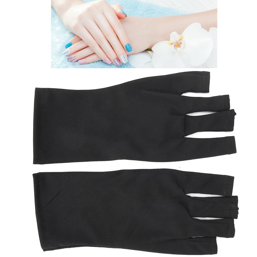 1 Pair AntiUV Glove LED Nail Art Curing Lamp UV   Glove Nail Art Skin Care Glove(Black )