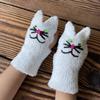 Soft Girls Winter Gloves Warm Mittens Half Finger Touchscreen Embroidery Cat Design Mittens for Women Winter Supplies