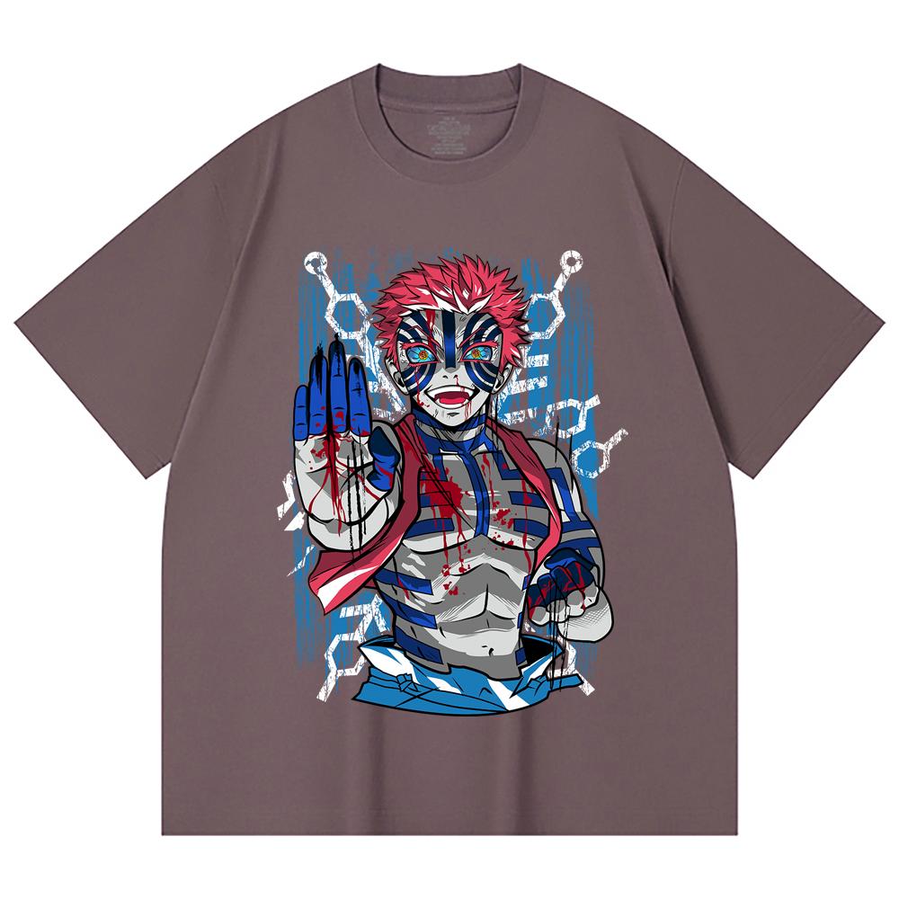 230 Gsm 100% Cotton Demon Slayer V79 Akaza Print Unisex Heavy Cotton T Shirt