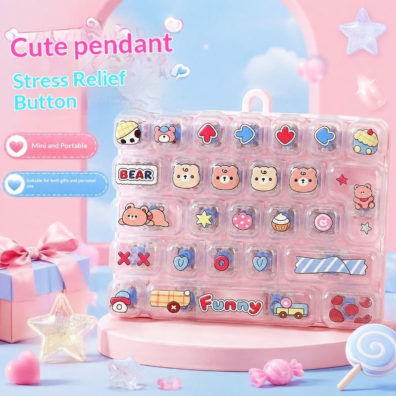 26Key Transparent Stress Relief Keyboard Toy Keychain Cute Children Gift Decompression Keyboard Bag Pendant