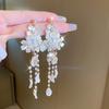 Exquisite White Flower Design Dangle Earrings Elegant Simple Style Alloy Jewelry Wedding Accessories