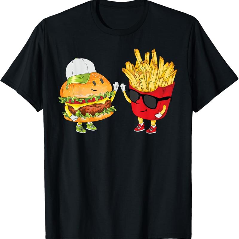 Hamburger Fries High Five Cool Fun Combo Snacks Funny T Shirt