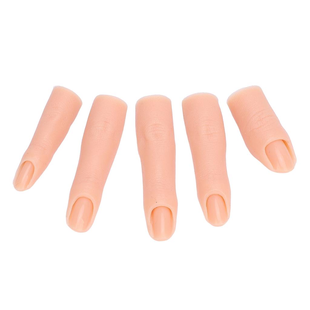 5 Pcs Silicone Nail Training Finger High Elasticity Bendable Joint Thickened Nail Practice Finger Model for Nail Salon