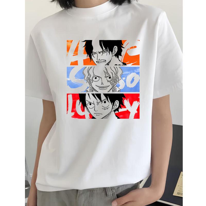 ONE PIECE Nika Luffy Anime Peripheral Short Sleeve Men's and Women's Summer Crew Neck T-Shirt Top Trend