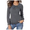 Women's  Long-Sleeved  Pleated Casual Stretch Tunic Top Shirts Spring